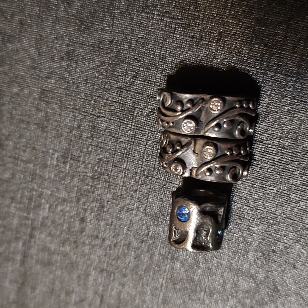 Pandora Beads Blue & Clear Gems .925 Sterling Silver